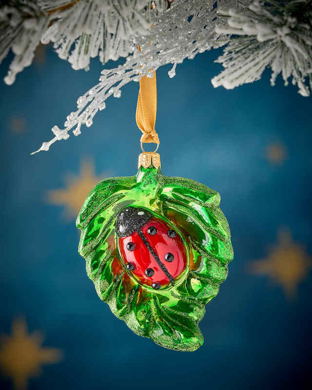 Ladybug Leaf Christmas Ornament